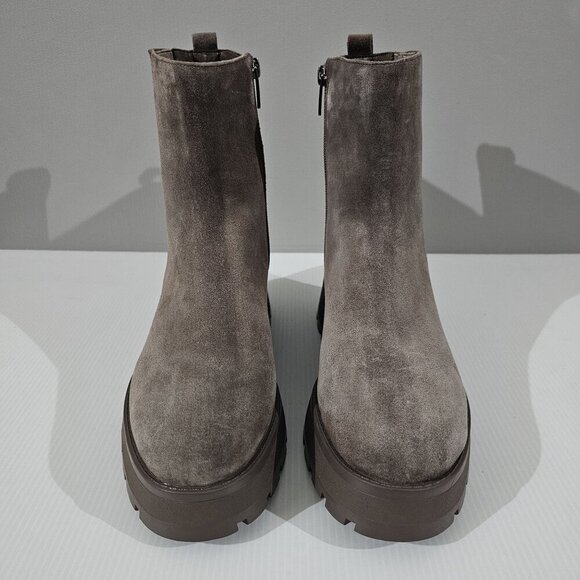NEW Vince Camuto Neframes Ankle Boot Womens 9.5 Dark Taupe Suede Chunky Platform - Picture 5 of 14